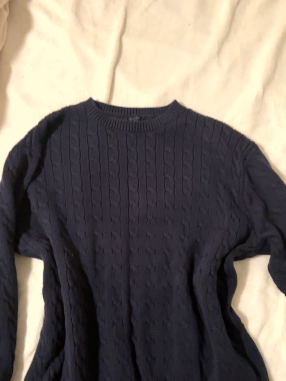 Brandy Melville Navy Cable-Knit Crewneck Sweater